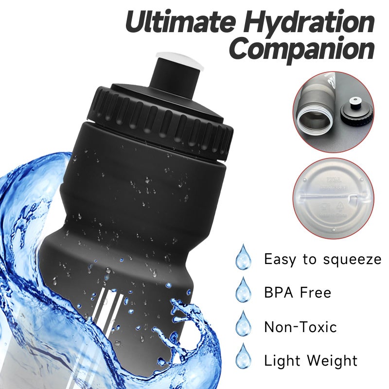 TooLe Bike Water Bottle, Cycling Squeeze Water Bottle Leakproof BPA Free with Capacity Scale w/Pull Top Lid, Reusable, for Bicycle, Gym,Camping, Hiking 24oz - Image 5