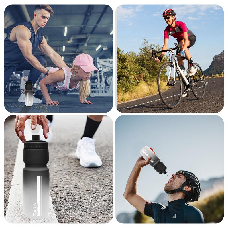 TooLe Bike Water Bottle, Cycling Squeeze Water Bottle Leakproof BPA Free with Capacity Scale w/Pull Top Lid, Reusable, for Bicycle, Gym,Camping, Hiking 24oz - Image 4