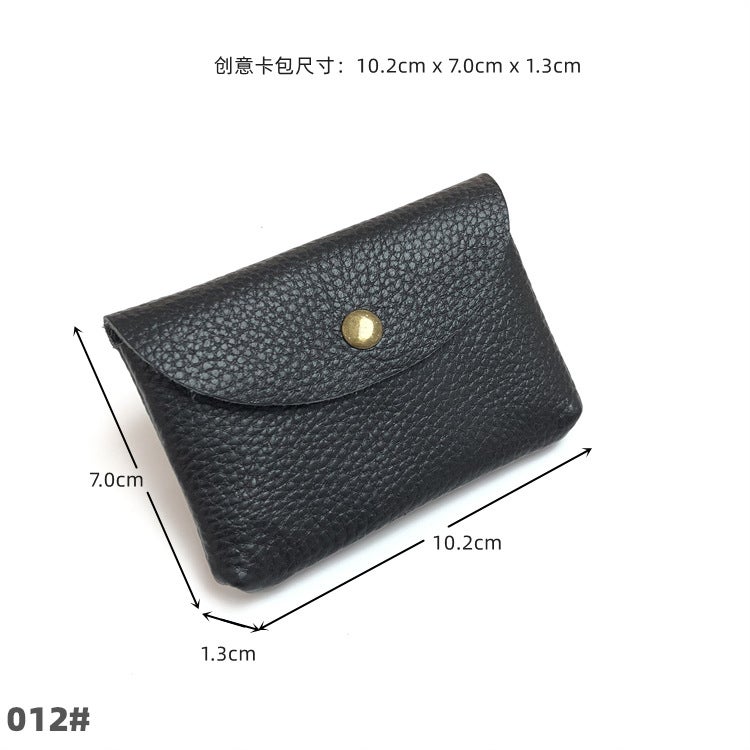 Mini Genuine Leather Snap Headphone Bag For Men, First-Layer Cowhide Business Card Bag, Women'S Coin Storage Bank Card Bag, Short Style - Image 4