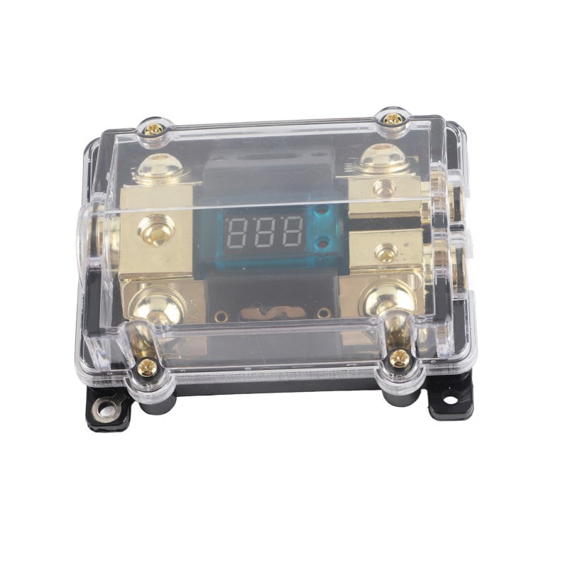 100A LED Digital Fuse Holder: Universal Fit 1 in 2 Out, Waterproof Dustproof, Gold-Plated Sturdy Construction - Voltage Display Fuse Protection for Car Audio Amplifiers & Auto Electrical Systems - Image 4