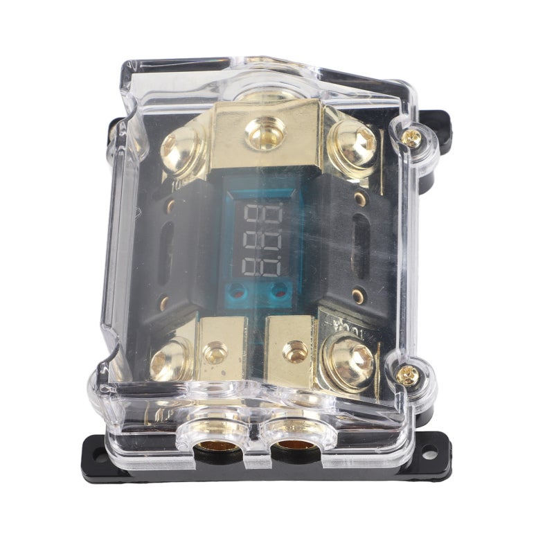 100A LED Digital Fuse Holder: Universal Fit 1 in 2 Out, Waterproof Dustproof, Gold-Plated Sturdy Construction - Voltage Display Fuse Protection for Car Audio Amplifiers & Auto Electrical Systems - Image 2