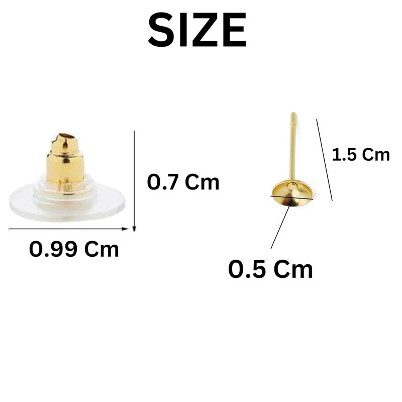 ST logo Cup Pad Blank Earring Pin Studs with Silicone Earring Backs Stopper for Jewelry Making Findings DIY Art & Craft (20 + 20 Pcs Combo Pack (Silver + Golden)) - Image 3
