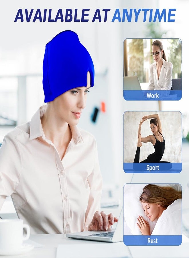 CONBELLA Migraine Relief Cap, Soothing Headache Ice Face Mask Products, Hot and Cold Therapy, Migraine Headache Relief Cap for Migraine, Sinus, Puffy Eyes, Tension, Stress and Hangover(Blue) - Image 3