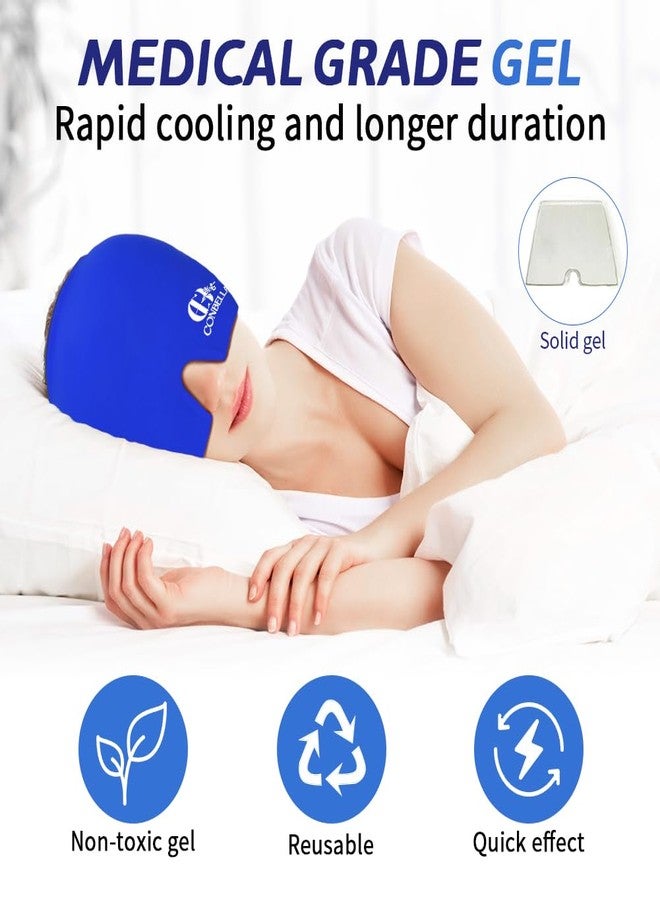 CONBELLA Migraine Relief Cap, Soothing Headache Ice Face Mask Products, Hot and Cold Therapy, Migraine Headache Relief Cap for Migraine, Sinus, Puffy Eyes, Tension, Stress and Hangover(Blue) - Image 5