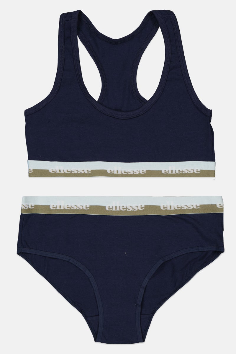 Ellesse Women 2 Pieces Non Padded Bralette And Underwear Set, Navy  - Image 1