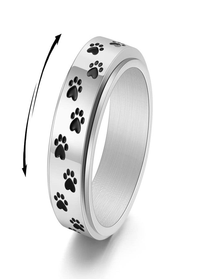 OIDIMS خاتم دوار على شكل طبعة مخلب، لتخفيف التوتر والقلق، يدور بحرية، لطيف، مناسب للتغلب على الملل، مناسب لمرضى اضطراب فرط الحركة ونقص الانتباه والتوحد، مصنوع من الفولاذ المقاوم للصدأ، مجوهرات زفاف، هدية عيد ميلاد أو عيد الحب للنساء والرجال (9) - Image 1