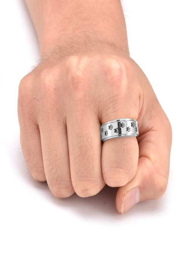 OIDIMS خاتم دوار على شكل طبعة مخلب، لتخفيف التوتر والقلق، يدور بحرية، لطيف، مناسب للتغلب على الملل، مناسب لمرضى اضطراب فرط الحركة ونقص الانتباه والتوحد، مصنوع من الفولاذ المقاوم للصدأ، مجوهرات زفاف، هدية عيد ميلاد أو عيد الحب للنساء والرجال (9) - Image 3