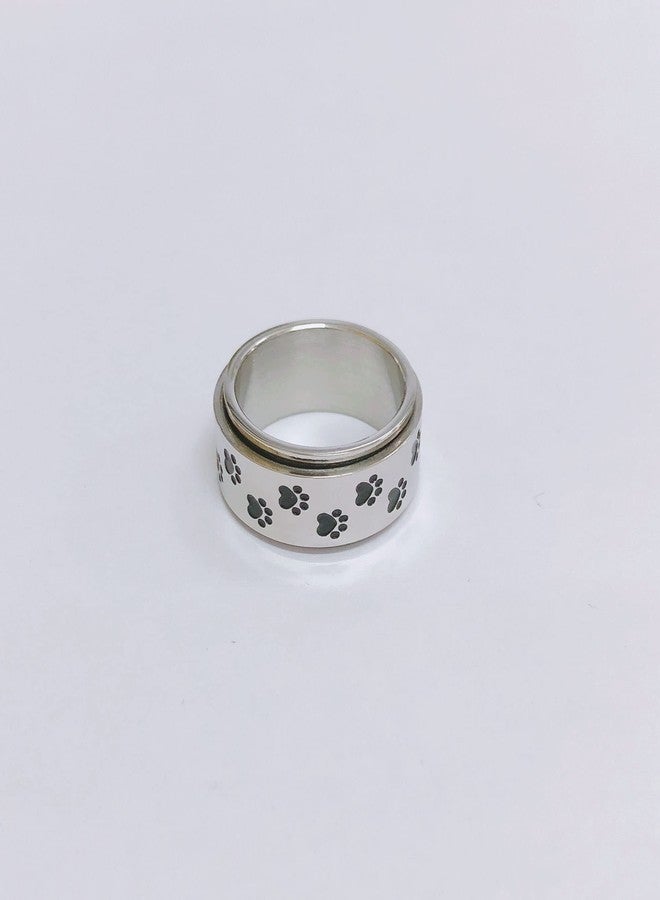 OIDIMS خاتم دوار على شكل طبعة مخلب، لتخفيف التوتر والقلق، يدور بحرية، لطيف، مناسب للتغلب على الملل، مناسب لمرضى اضطراب فرط الحركة ونقص الانتباه والتوحد، مصنوع من الفولاذ المقاوم للصدأ، مجوهرات زفاف، هدية عيد ميلاد أو عيد الحب للنساء والرجال (9) - Image 4