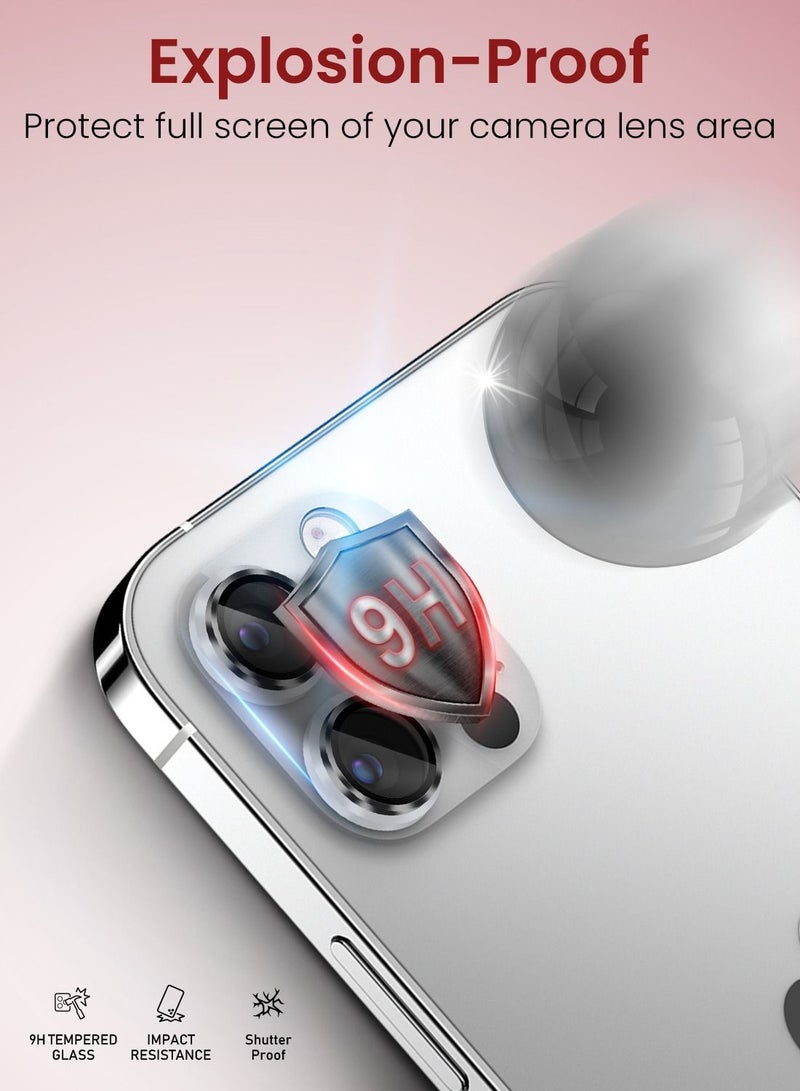 Moxedo Camera Lens Protector, 9H Tempered Glass, Aluminum Alloy Individual Ring Camera Cover Screen Protector Compatible for iPhone 12 Pro Max 6.7 inch - SILVER - Image 5
