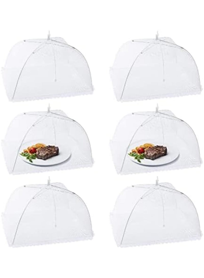 Luckam Mesh Food Covers Outdoor Pop-Up Food Tents(6 Pack) for Picnics/Grill/Party Outside Food Umbrella 100% Protection from Flies Reusable and Collapsible Net Cover 17×17 Inch - Image 1