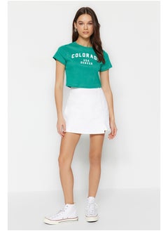 White Slit Denim Skirt with Shorts TWOSS23SR00091