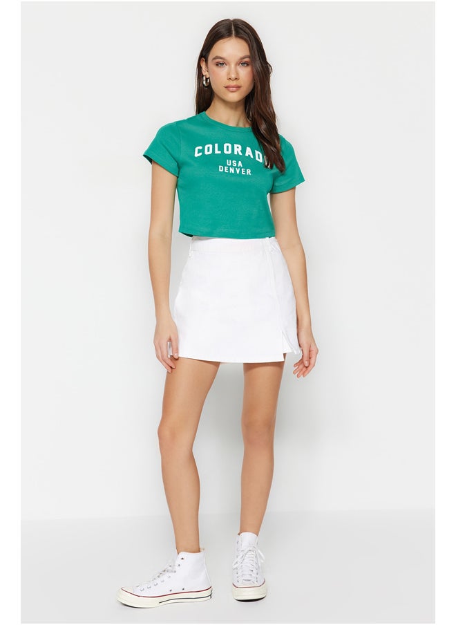 trendyol - White Slit Denim Skirt with Shorts TWOSS23SR00091 - Image 1