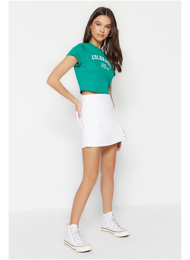 trendyol - White Slit Denim Skirt with Shorts TWOSS23SR00091 - Image 1