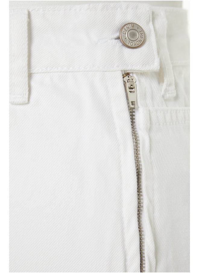 trendyol - White Slit Denim Skirt with Shorts TWOSS23SR00091 - Image 1