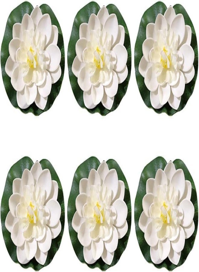 Sluswallow 6 Pcs White Artificial Lotus Flowers Large Floating Lotus Flowers Faux Water Lily Fish Pond Artificial Plants with Artificial Lily Pads - Image 2
