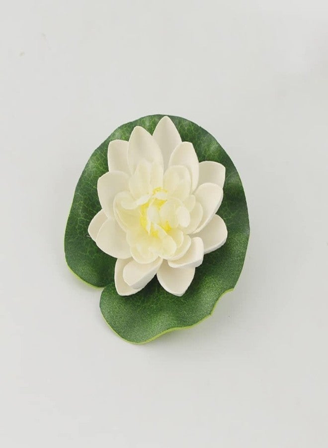 Sluswallow 6 Pcs White Artificial Lotus Flowers Large Floating Lotus Flowers Faux Water Lily Fish Pond Artificial Plants with Artificial Lily Pads - Image 3