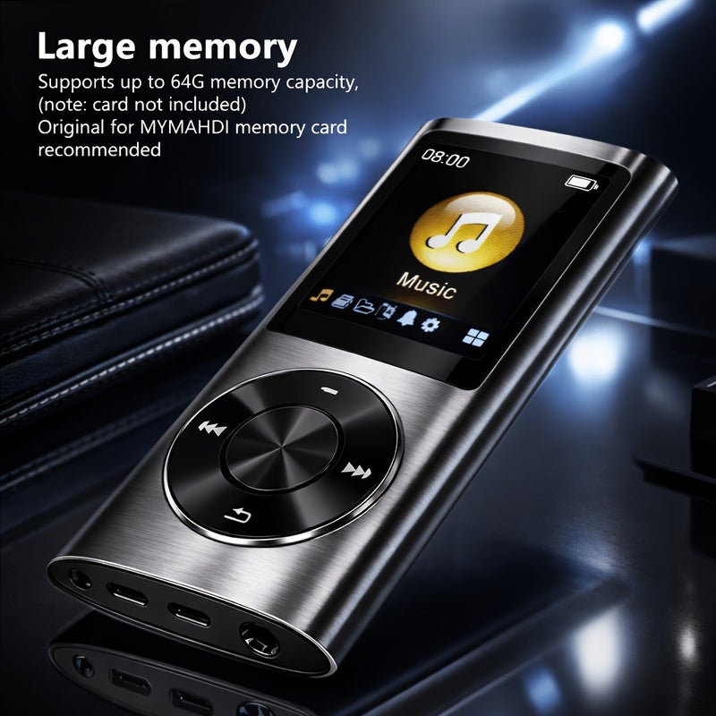 مشغل MP3 محمول بشاشة LCD بحجم 1.8 بوصة، هيكل من سبيكة الألومنيوم وبطارية قابلة للشحن بسعة 200 مللي أمبير - Image 4