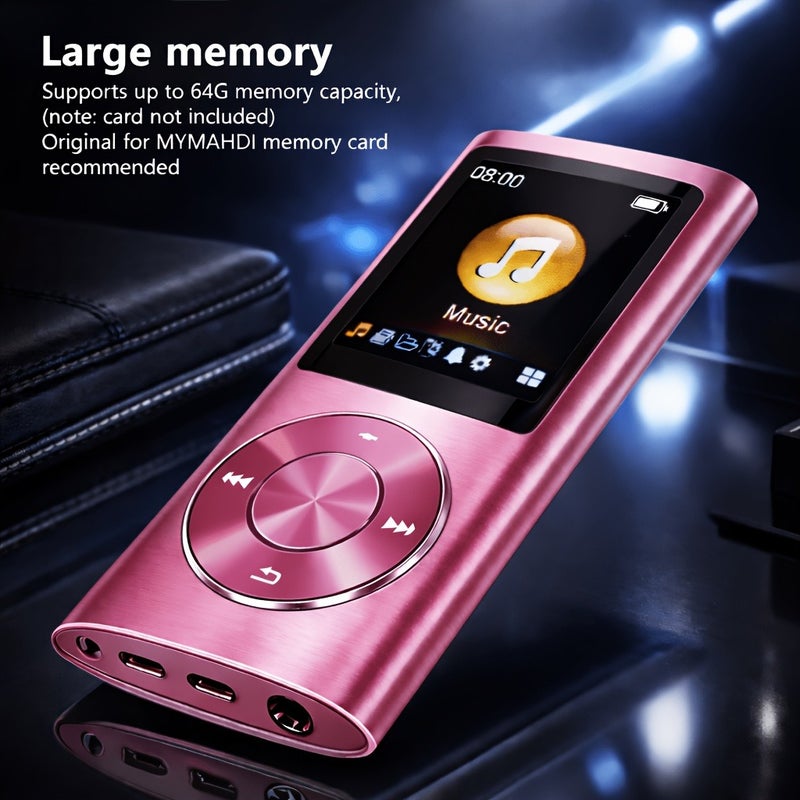 مشغل MP3 محمول بشاشة LCD بحجم 1.8 بوصة، هيكل من سبيكة الألومنيوم وبطارية قابلة للشحن بسعة 200 مللي أمبير - Image 1