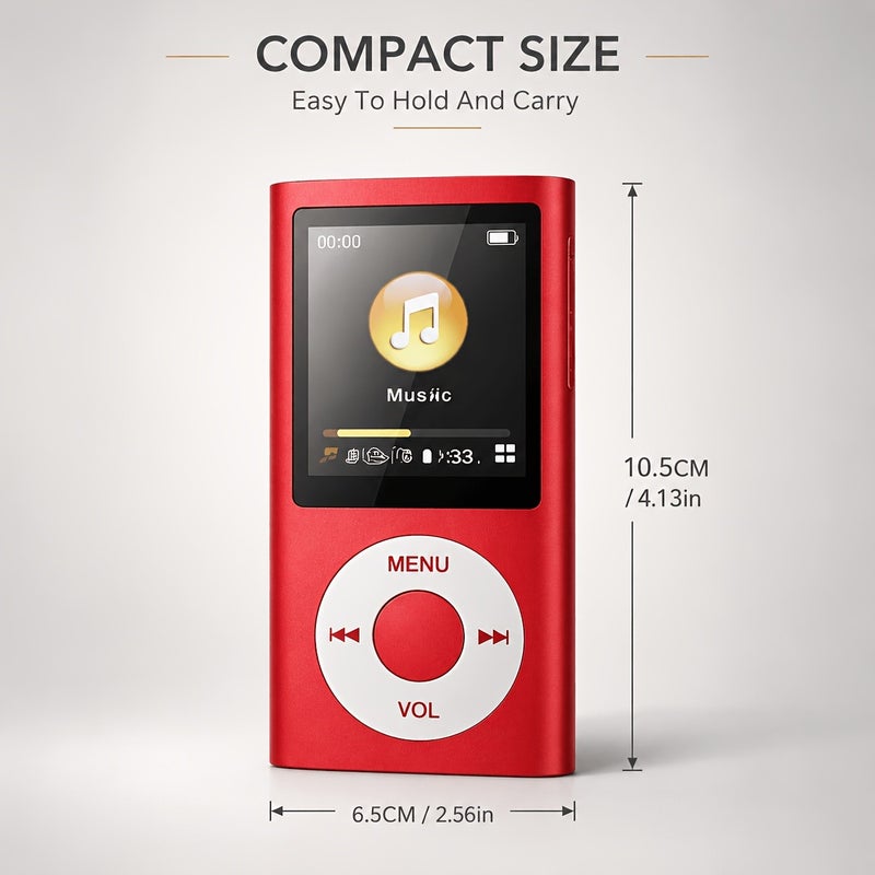 مشغل MP3 محمول بشاشة LCD بحجم 1.8 بوصة، هيكل من سبيكة الألومنيوم وبطارية قابلة للشحن بسعة 200 مللي أمبير - Image 3