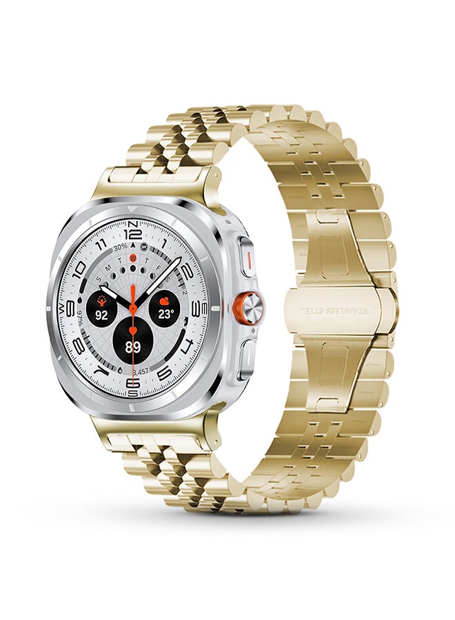 O Ozone Metal Bands Compatible with Samsung Galaxy Watch Ultra 47mm (2024),  Stainless Steel Replacement Wristband Strap Men Women for Galaxy Watch 7 Ultra 47mm - Gold - Image 1
