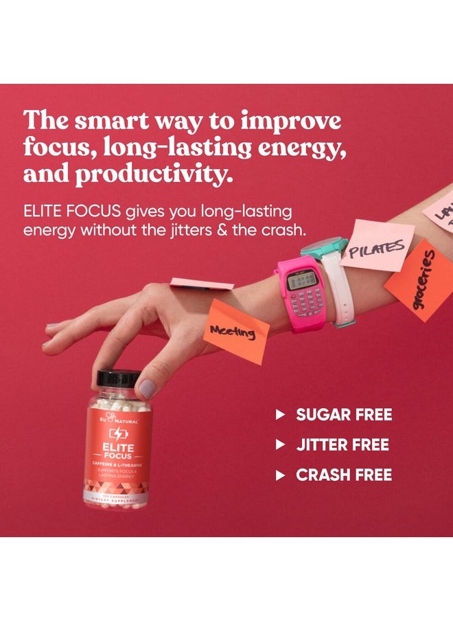 Eu Natural - Elite Caffeine Pills with L-Theanine - Jitter-Free Focused Energy Supplements - Clean & Natural Nootropic Stack for Smart Cognitive Performance - 120 Soft Capsules - Image 1