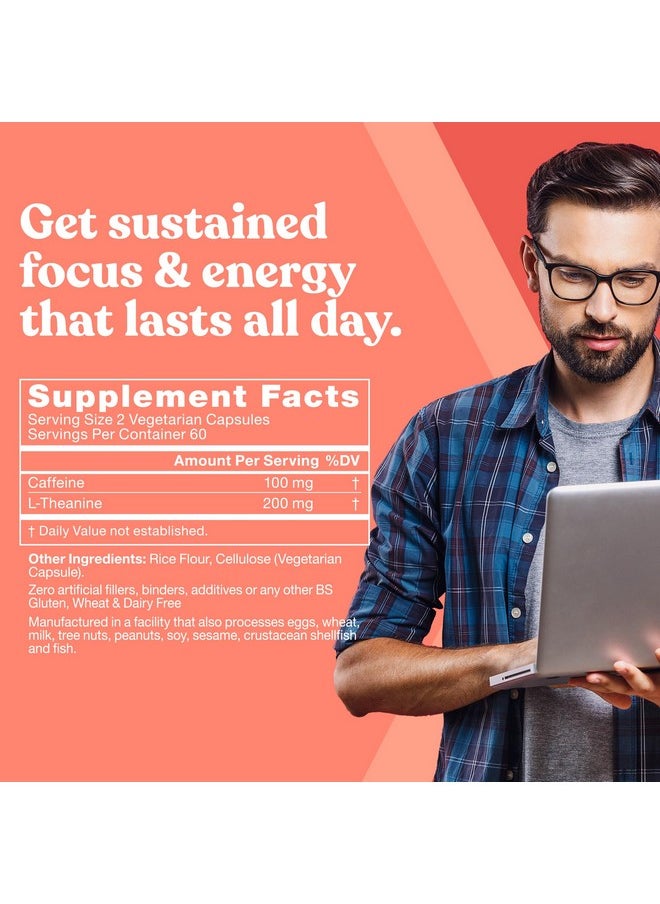 Eu Natural - Elite Caffeine Pills with L-Theanine - Jitter-Free Focused Energy Supplements - Clean & Natural Nootropic Stack for Smart Cognitive Performance - 120 Soft Capsules - Image 1