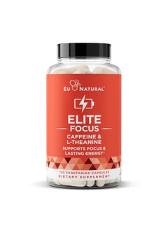 Elite Caffeine Pills with L-Theanine - Jitter-Free Focused Energy Supplements - Clean & Natural Nootropic Stack for Smart Cognitive Performance - 120 Soft Capsules