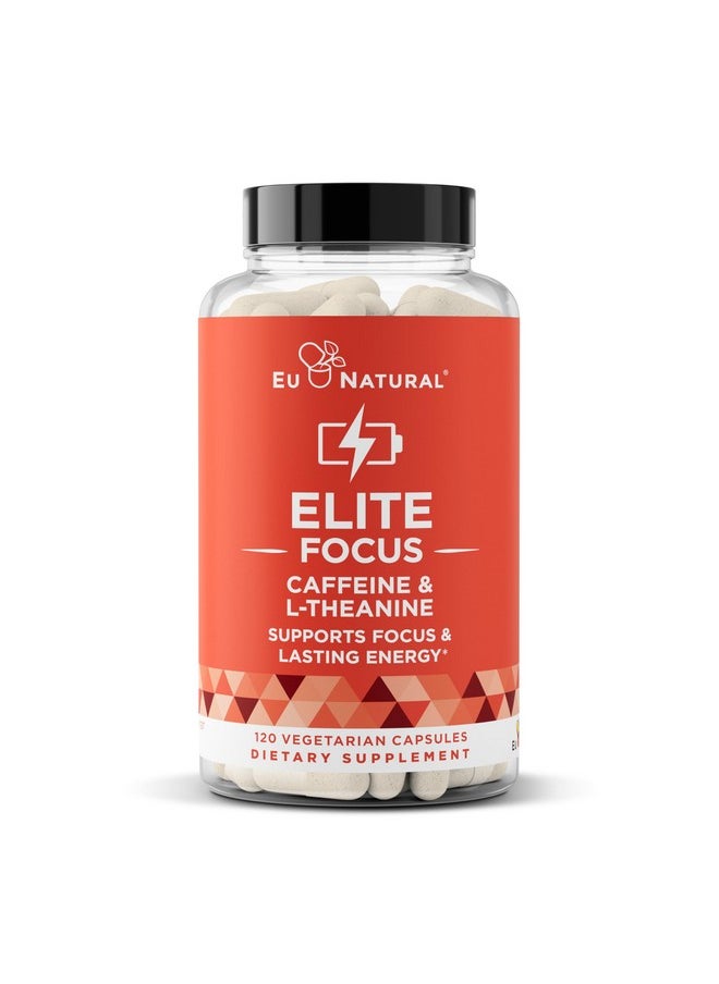 Eu Natural - Elite Caffeine Pills with L-Theanine - Jitter-Free Focused Energy Supplements - Clean & Natural Nootropic Stack for Smart Cognitive Performance - 120 Soft Capsules - Image 1