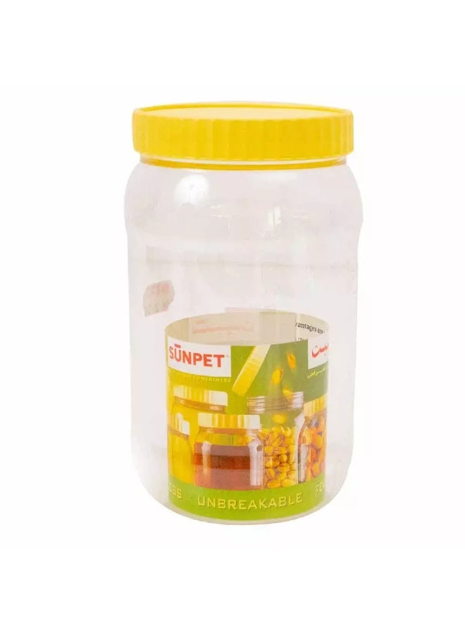 Sunpet Sunpet Plastic Round Food Container Transparent with Yellow Cover, Capacity 1500ml  - Image 3