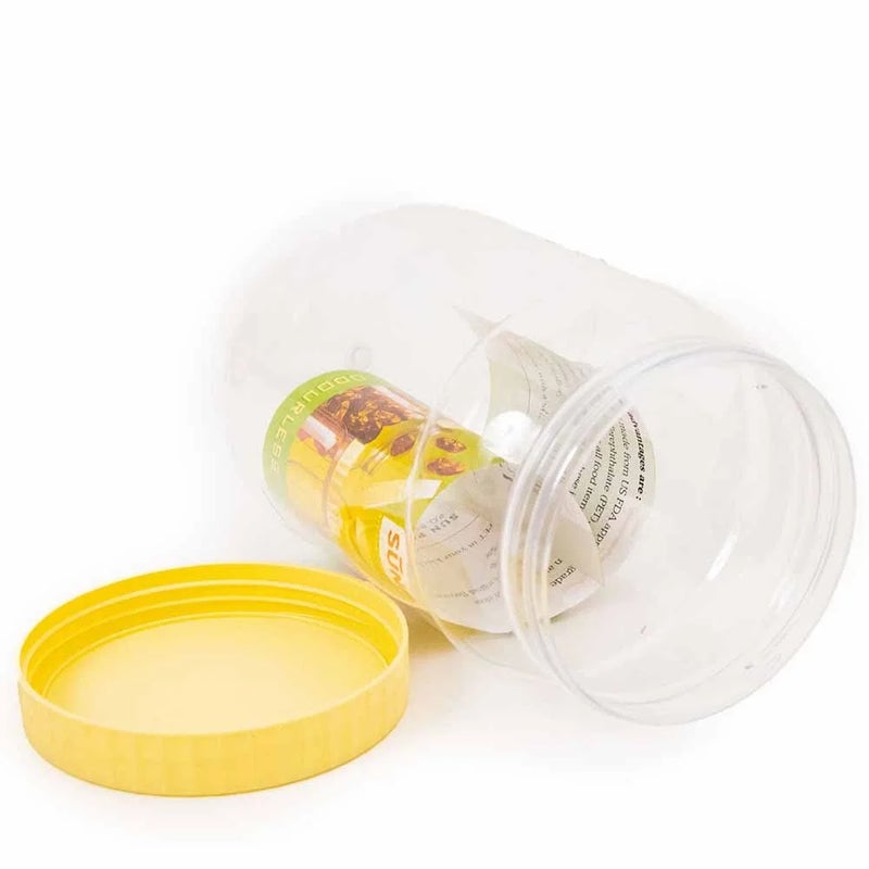 Sunpet Plastic Round Food Container Transparent with Yellow Cover, Capacity 1500ml - Image 1
