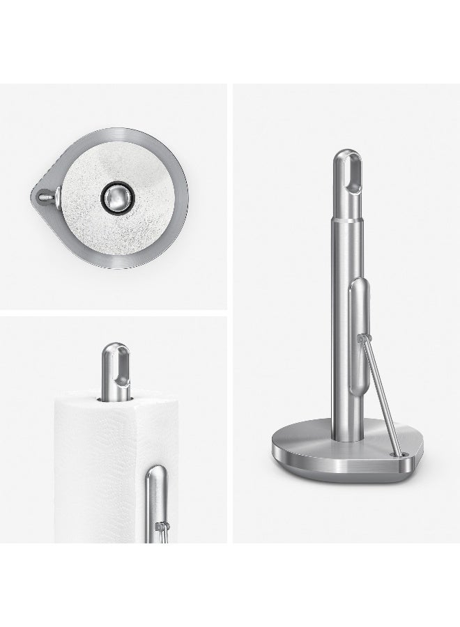 simplehuman Tension Arm Standing Paper Towel Holder HeavyDuty Easy OneHanded Tear Countertop Kitchen Paper Towel Dispenser Brushed Stainless Steel - Image 2
