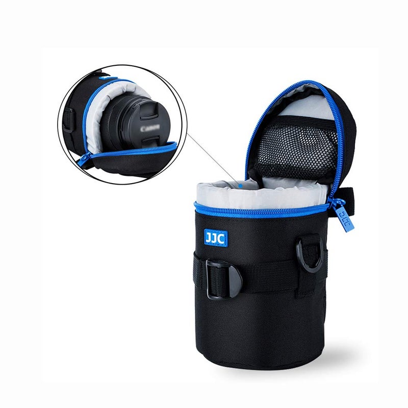 JJC Camera Lens Pouch Case for Canon EF 35mm Nikon Nikkor AF-S 55-200mm 18-300mm Tamron AF 18-200mm Fujifilm XF 56mm & More, Zipper Polyester Lens Protective Bag Interior Size 3.1x5.3” - Image 5