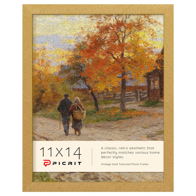 Picrit 11x14 Picture Frame, Photo Frame for Wall Mounting Display, Gold - Image 1