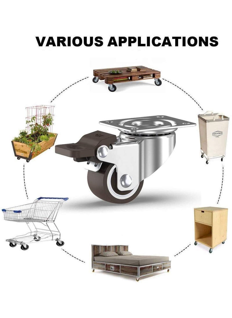 THOISEWELT THOISEWELT Industrial Trolley Toolbox Plate Wheel Caster Rubber 360 Degree Rotation Top Plate Swivel Casters for Furniture Loading Capacity 150kg to 200kg 15 In Size 2 Brack 2 Plate  - Image 4