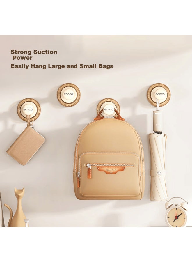 Ecoco Suction Cup Hook Door Hanging Strong Adhesive No Drilling Bathroom Kitchen Entryway Key And Hat Rack 25228 White - Image 2