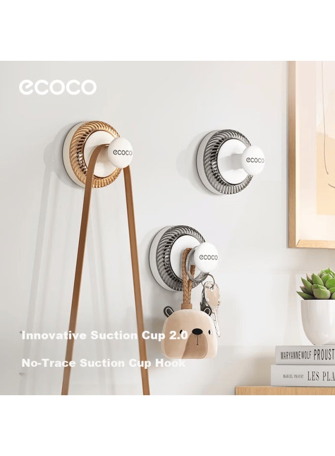 Ecoco Suction Cup Hook Door Hanging Strong Adhesive No Drilling Bathroom Kitchen Entryway Key And Hat Rack 25228 White - Image 1