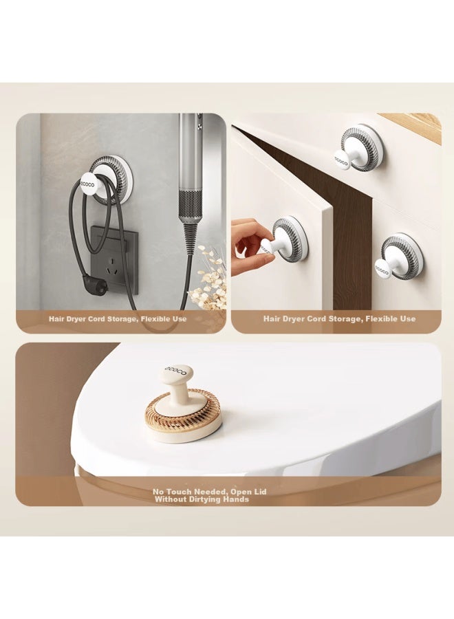 Ecoco Suction Cup Hook Door Hanging Strong Adhesive No Drilling Bathroom Kitchen Entryway Key And Hat Rack 25228 White - Image 4