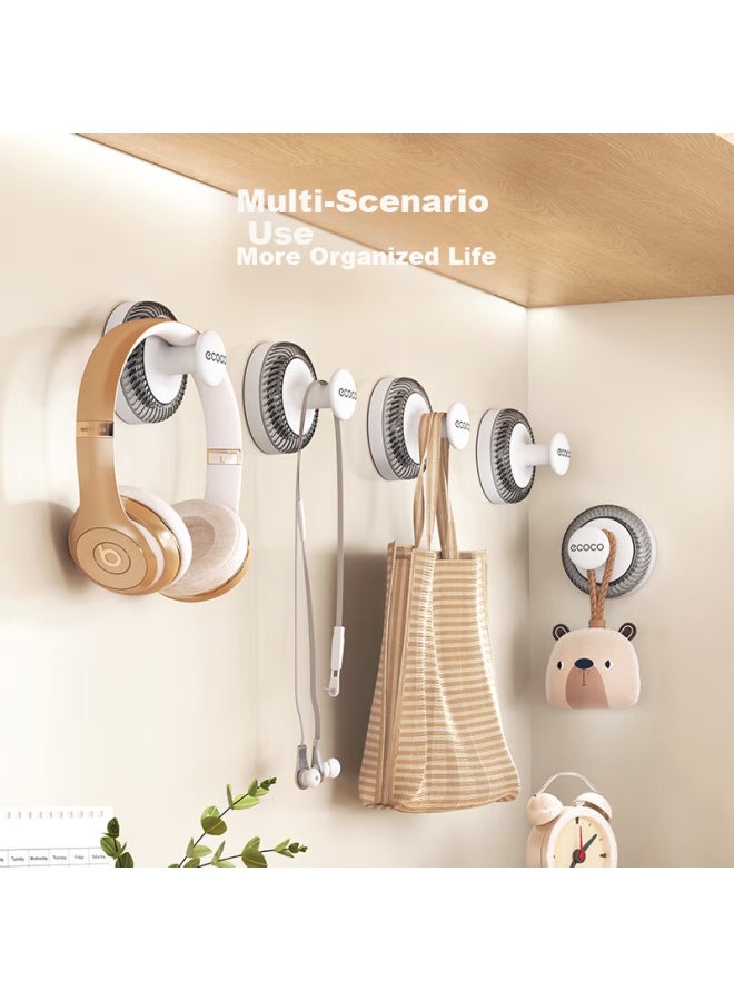 Ecoco Suction Cup Hook Door Hanging Strong Adhesive No Drilling Bathroom Kitchen Entryway Key And Hat Rack 25228 White - Image 5