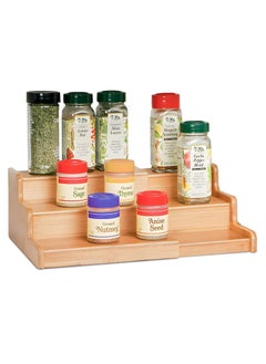 Arabest 3-Tier Bamboo Spice Rack, Expandable Spice Organizer Cabinet Shelf, Retractable Pantry Step Shelf for Cabinet or Countertop  - Image 1