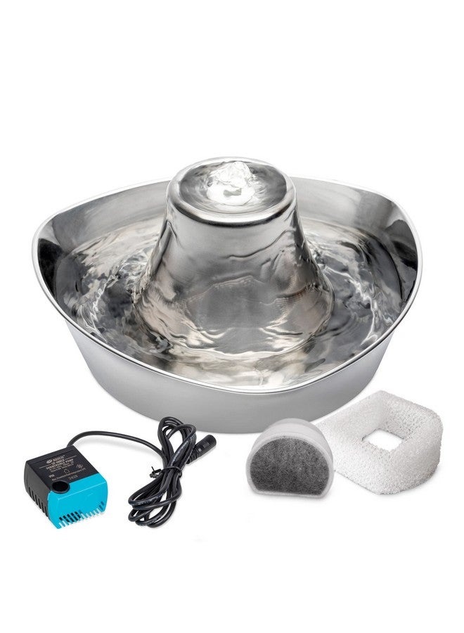 PetSafe Seaside Stainless Cat & Dog Fountain  2 Water Filters & 1 Pump Included  Tower Creates Soothing Flow For Pets  Scratch And RustResistant Material Inhibits Pet Acne  60 Oz Water Capacity - Image 1