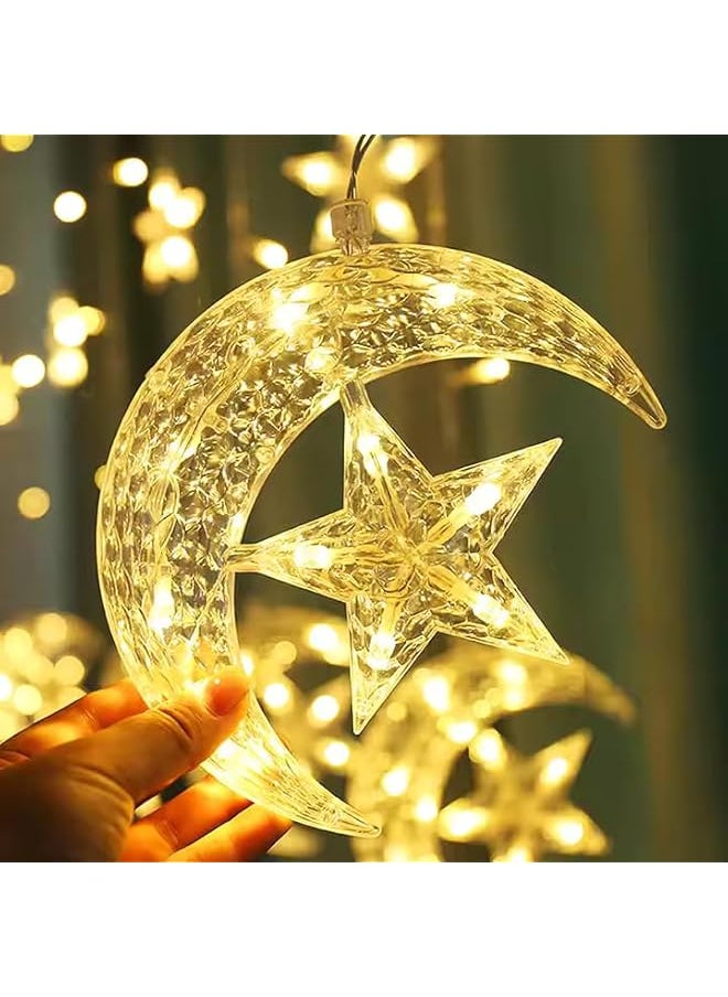 The Bros RAMADAN LIGHT Ramadan Decoration Lights, Moon And Stars And Serial Lights, 3.5M (1 SET) Ramadan Lights, Yellow, Light- Patio, Indoor, Outdoor, Garden, Home, Pathway, Path, Camping, Lawn celebration  - Image 1