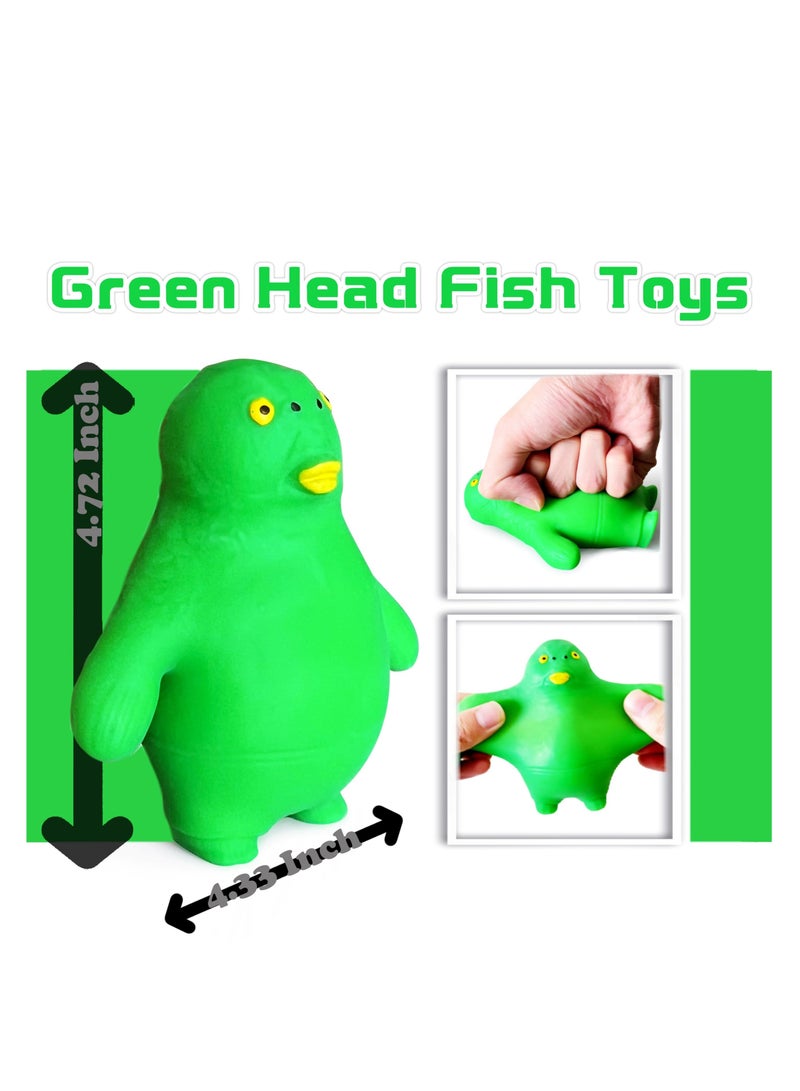 XiuWoo Green Head Fish Stretchy Toys, Squishy Stress Balls for Kids, Ball Fidget ress Relief and Anti-Anxiety Toy, Kids Adults - Image 2