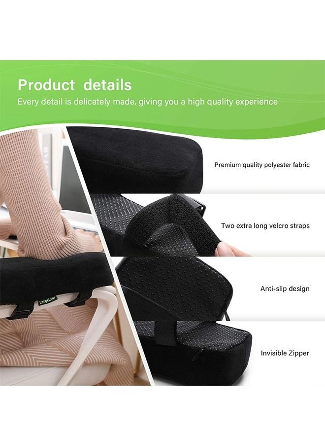 Arabest - Extra Thick Chair armrest Cushions Elbow Pillow Pressure Relief Office Chair Gaming Chair armrest with Memory Foam armrest Pads 2-Piece Set of Chair (Black) - Image 1