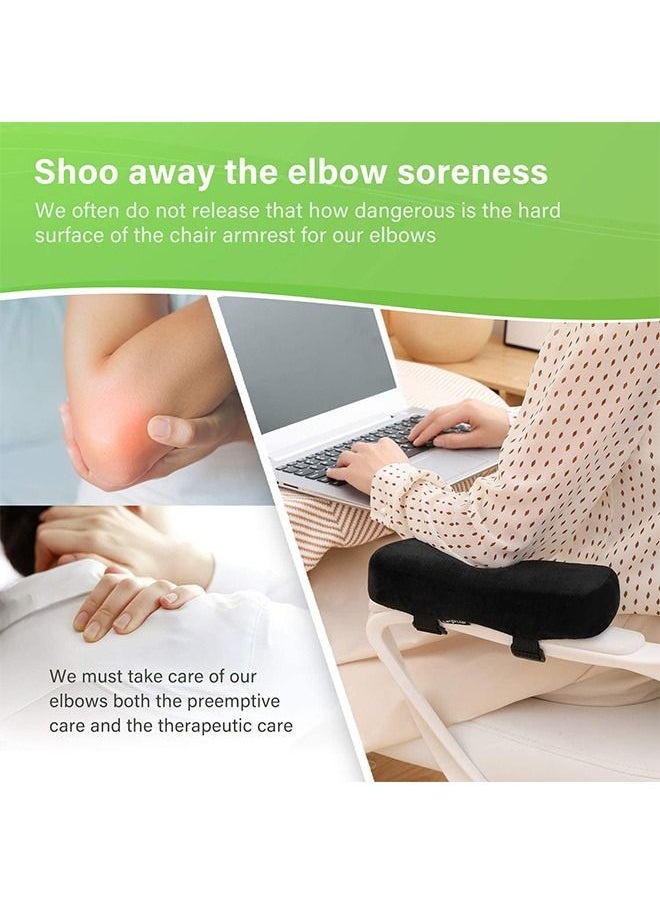 Arabest - Extra Thick Chair armrest Cushions Elbow Pillow Pressure Relief Office Chair Gaming Chair armrest with Memory Foam armrest Pads 2-Piece Set of Chair (Black) - Image 1