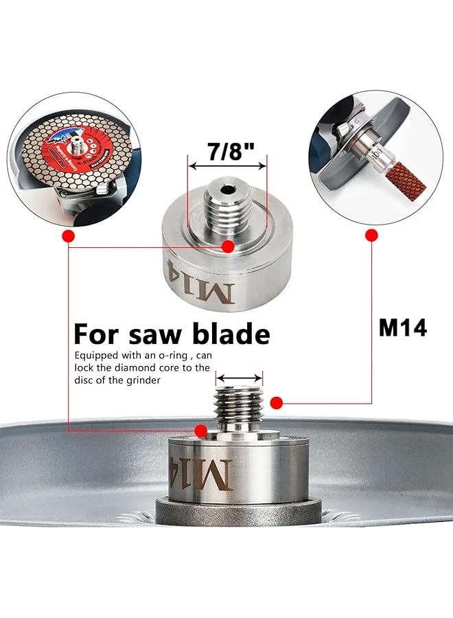 إيروريكس ملحقات المطحنة الزاوية محول قفل M14 X مع صامولة قفل M14 للقفل على خيط M14 قابل للتطبيق على شفرة قطع المطحنة الزاوية بت الماس محول من الفولاذ المقاوم للصدأ + صامولة قفل الحافة M14 - Image 5