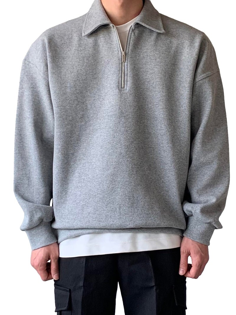 TAGDO Men's Solid Oversize Sweatshirt (RF-OS-SHRT-2001-Grey-XXL) - Image 5