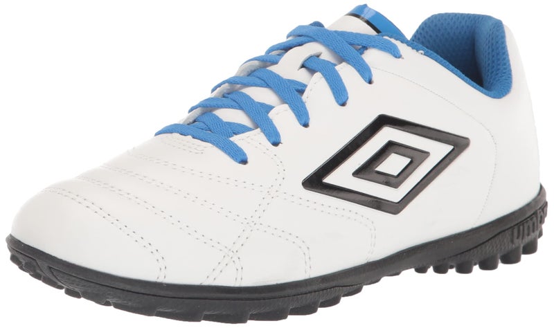 Umbro Boys Classico XI TF Jr Soccer Turf Shoe WhiteBlackBlue 11 Little Kid