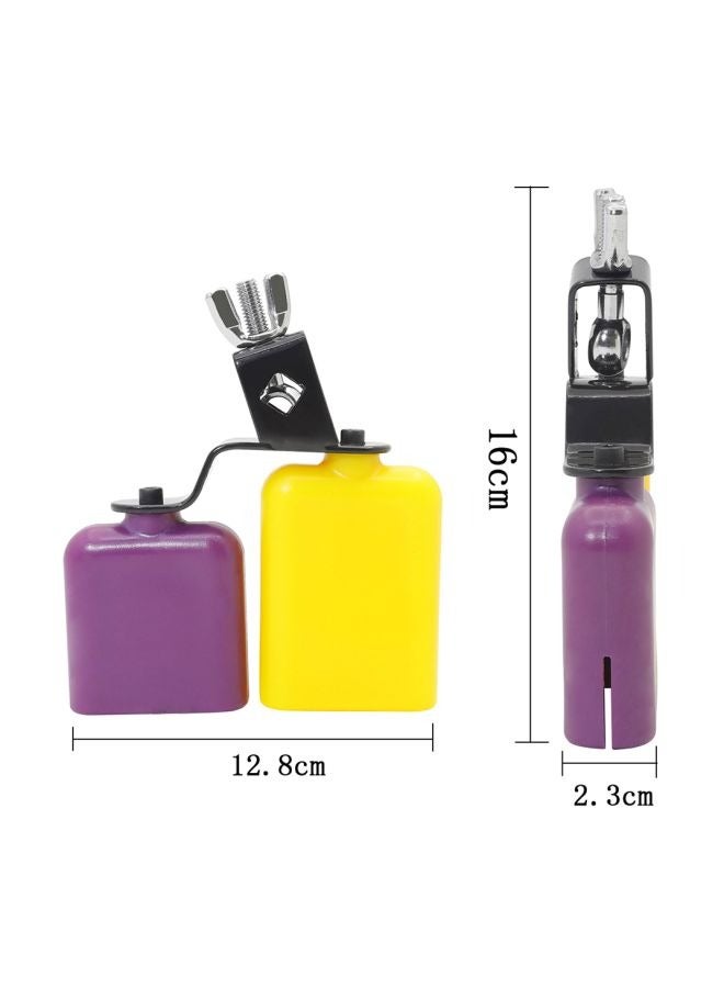 Generic Bicolor Cowbell for Drum Set High and Low Tones Double Mounted Bell Kit Percussion Instruments Medium Size,Purple-Yellow  - Image 3