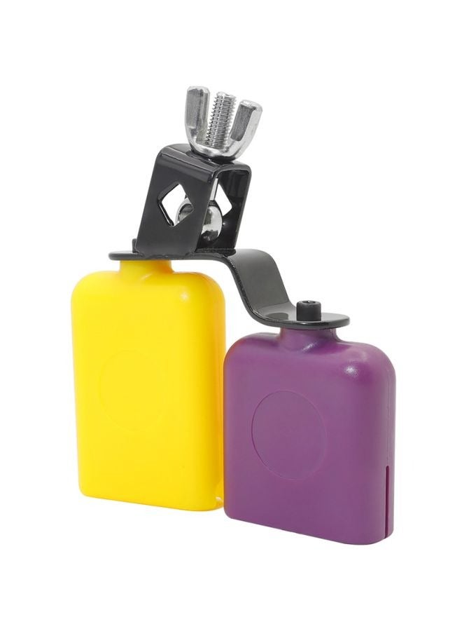 Generic Bicolor Cowbell for Drum Set High and Low Tones Double Mounted Bell Kit Percussion Instruments Medium Size,Purple-Yellow  - Image 2
