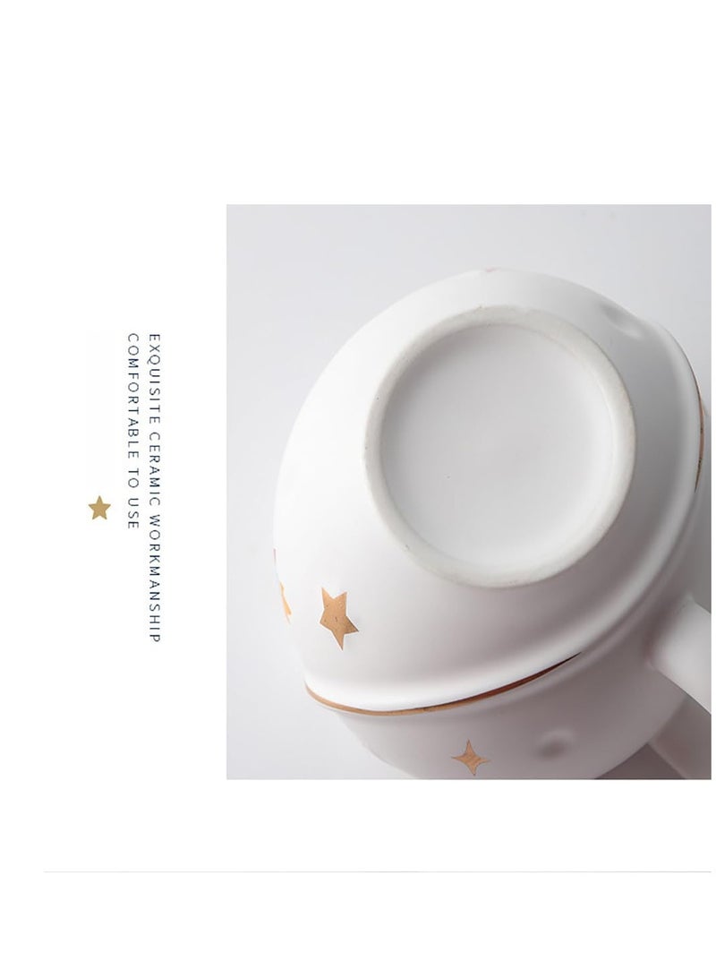 Y&D Astronaut Cup Space Embossed Planet Mug 13.52oz Ceramic Coffee Mugs with Lid And Spoon Gift Box Cute Ceramic Coffee Mug Unique Gift Birthday For Girl Boy Women Men (White)  - Image 5